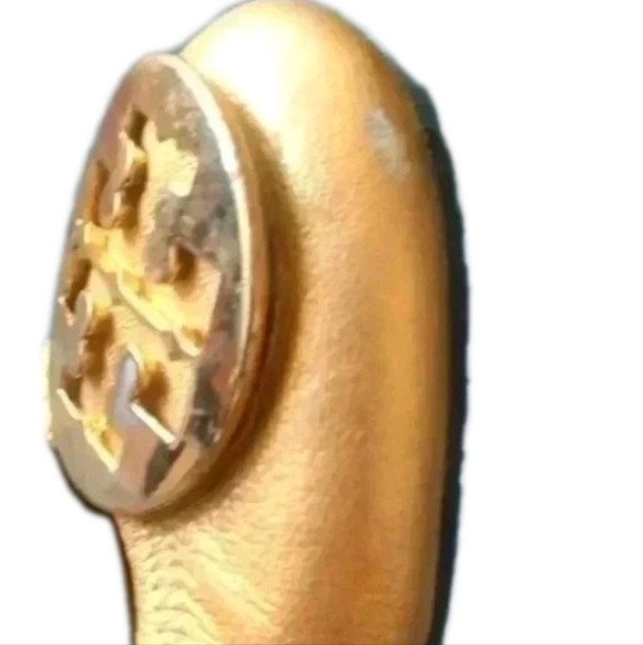 Tory Burch Womens Reva Metallic Gold Leather Ballerina RARE Statement Flats 9.5 - Picture 14 of 15